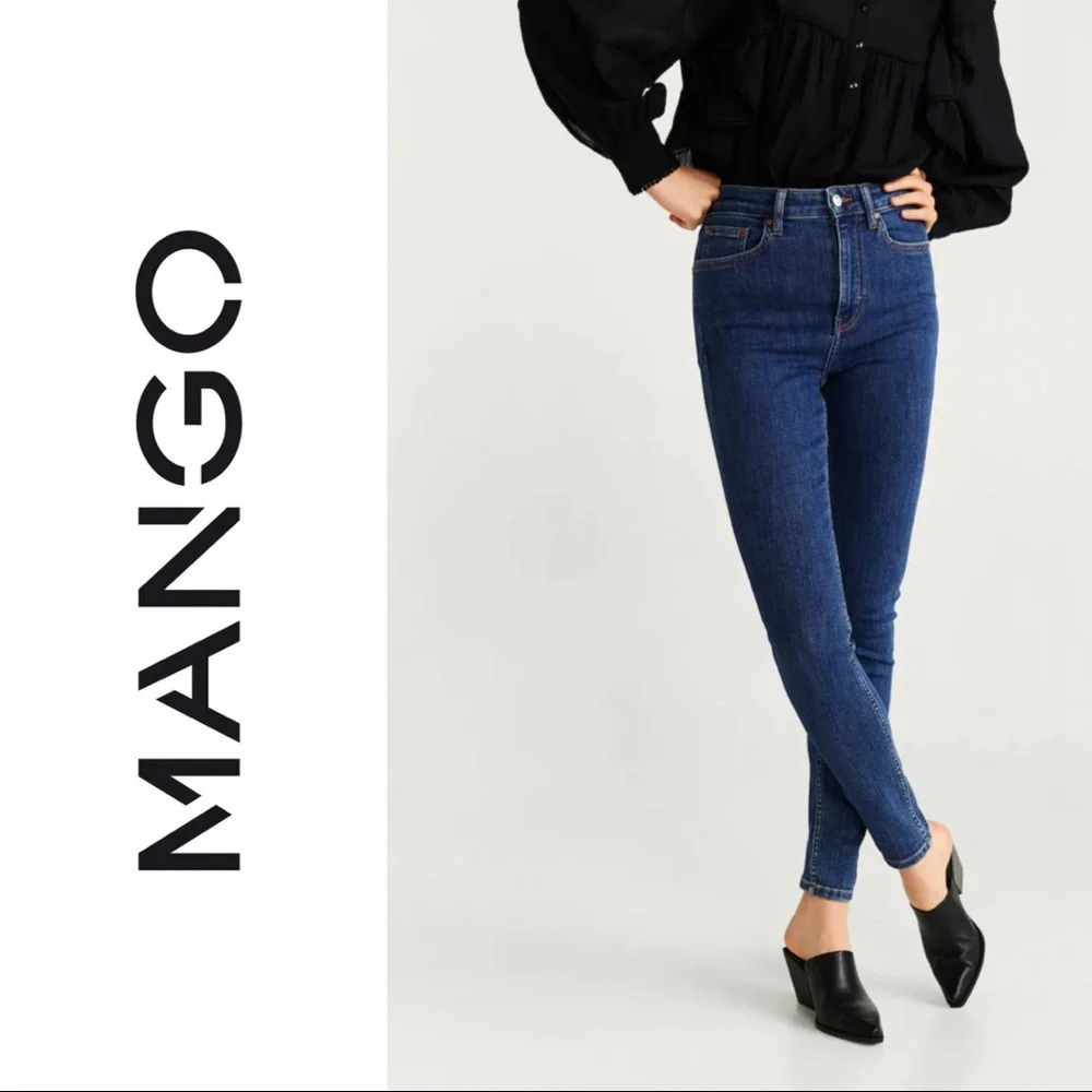 🛍️3/$40 Mango Soho Skinny High Waist Jeans Blue Denim Size 8